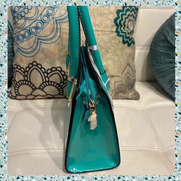 La Terre Tiffany blue turquoise vegan leather purse - Picture 3 of 10
